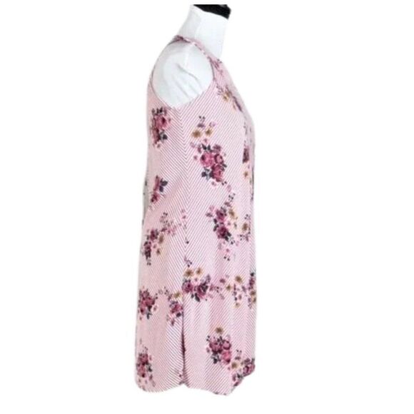 Mini Halter Dress Pink Stripe with Floral Pattern Three Pink Hearts Size XS - Picture 3 of 7